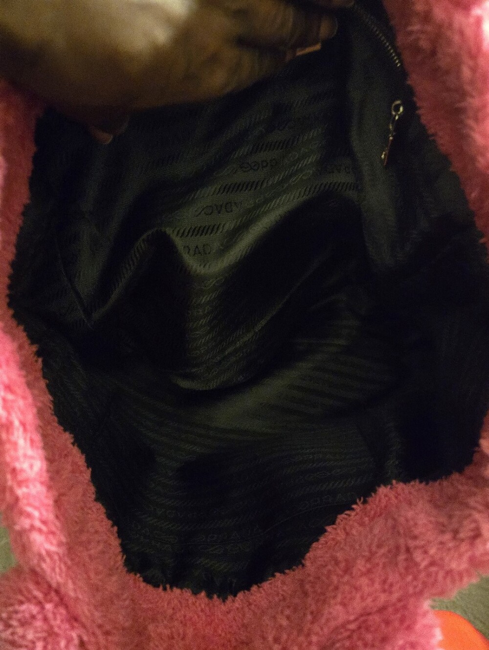 Prada Pink Fuzzy Tote with Black Logo - Picture 3 of 5